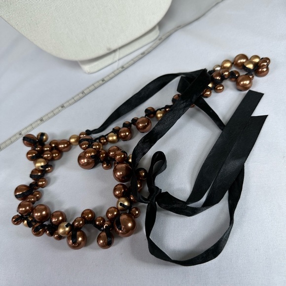 Long adjustable bronze bead necklace - Picture 5 of 5